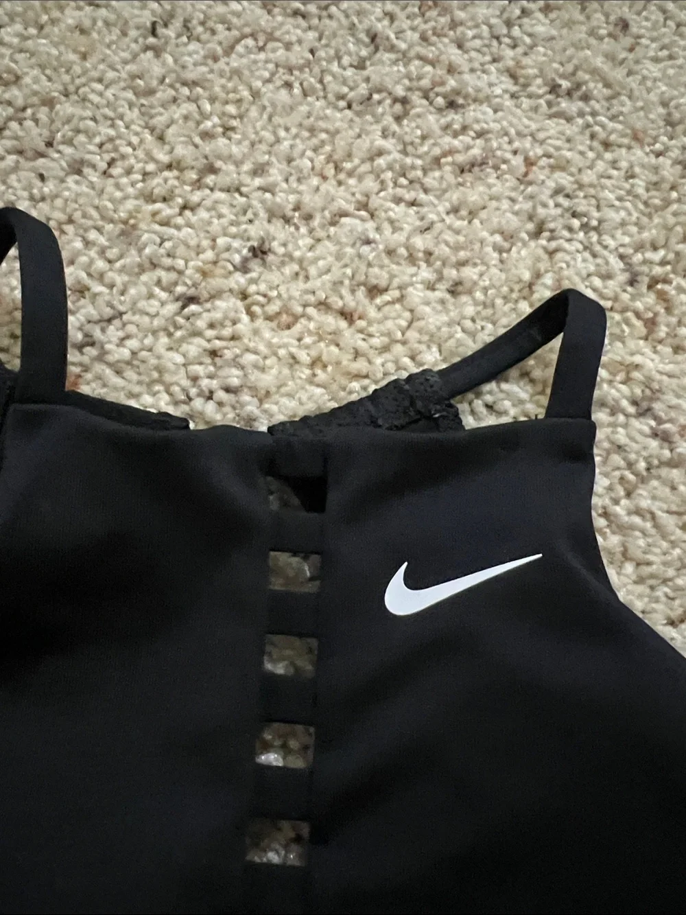 Nike Black High-Neck Ladder-Front Sports Bra